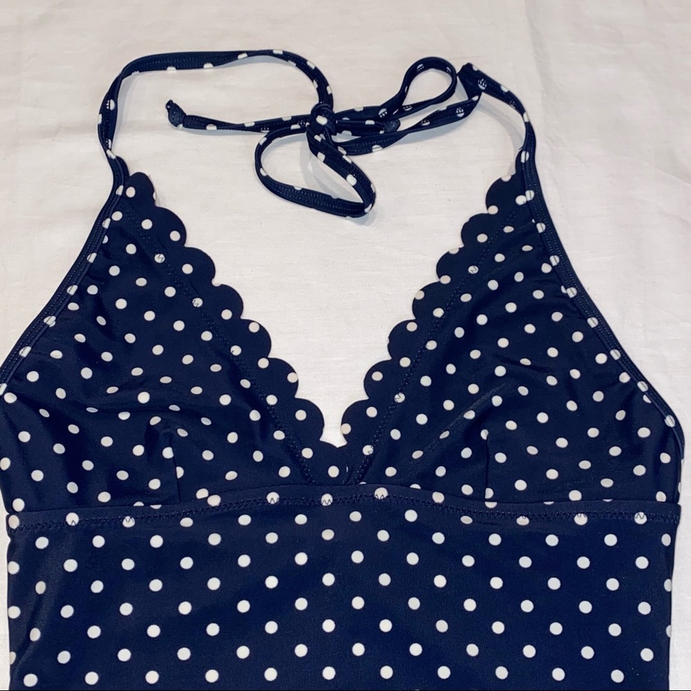 J. Crew Blue & White Polka Dot Scallop Swimsuit - Picture 5 of 10